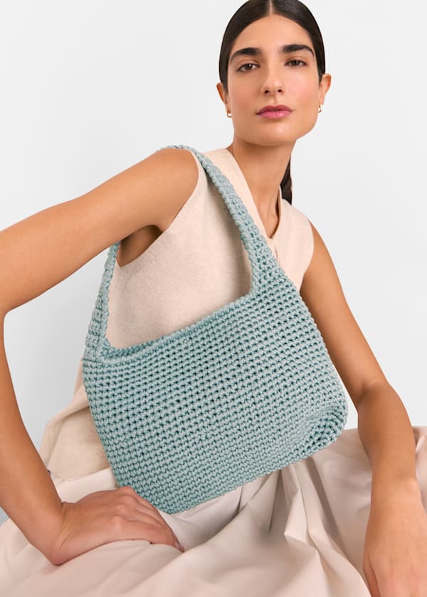 Blue Adaline Crochet Shoulder Bag