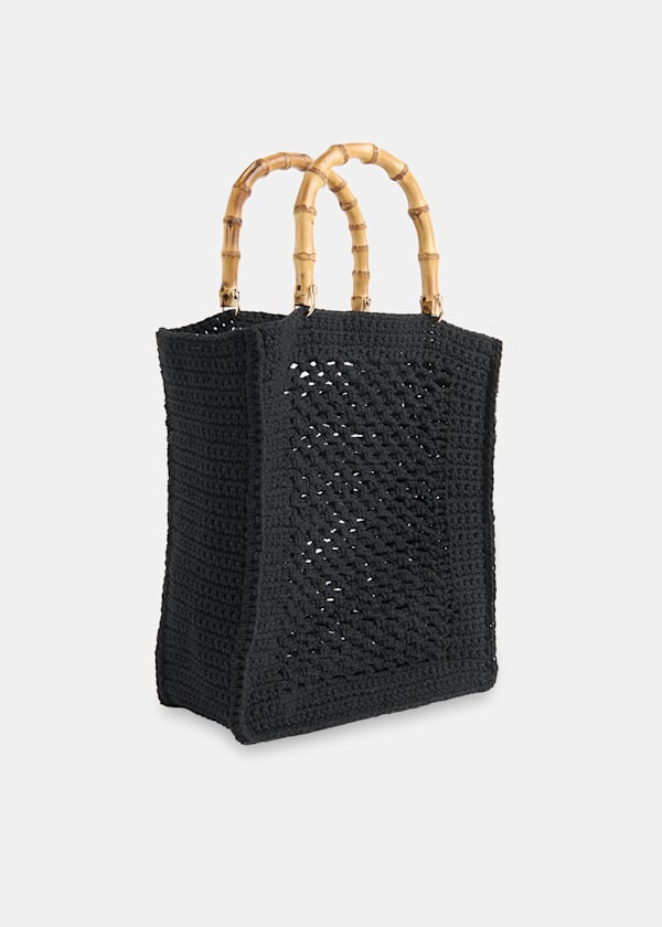 Black Bamboo Handle Crochet Bag