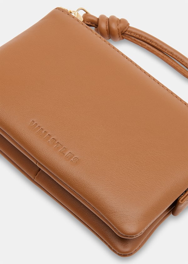 Tan Knotted Zip Pull Purse