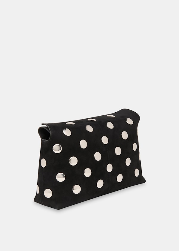 Black Fia Studded Foldtop Clutch Bag