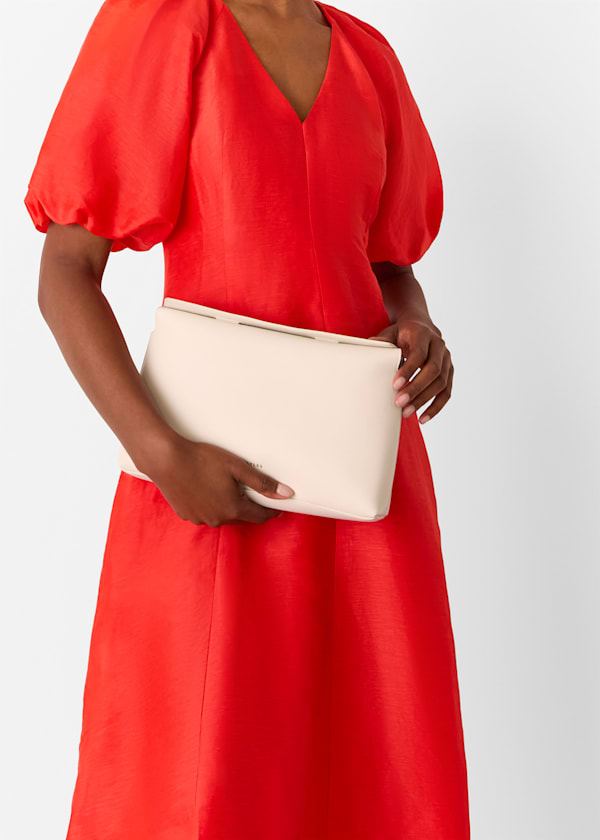 Ivory Fia Unlined Foldtop Clutch Bag