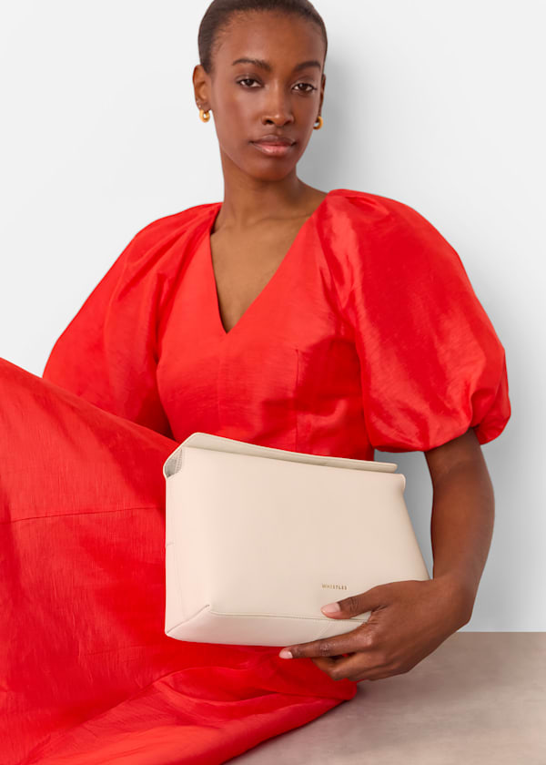 Ivory Fia Unlined Foldtop Clutch Bag