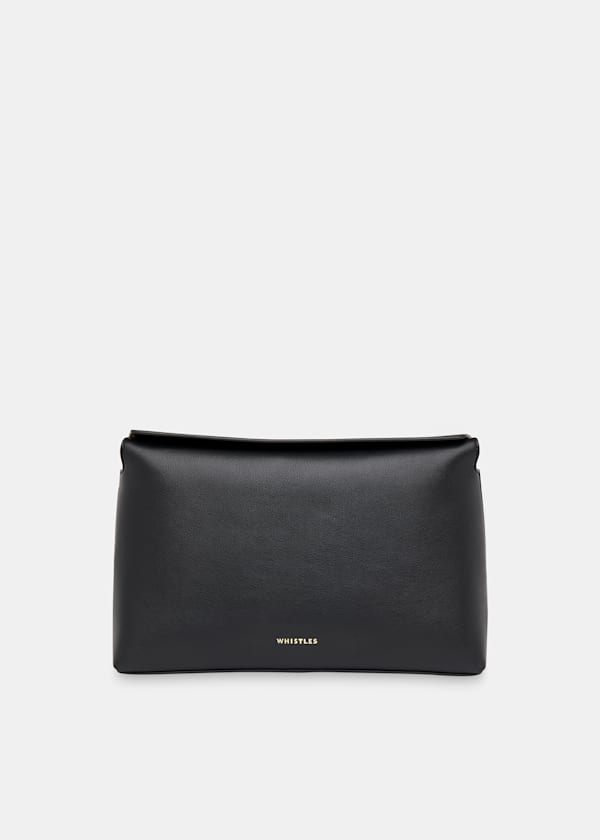 Black Fia Unlined Foldtop Clutch Bag