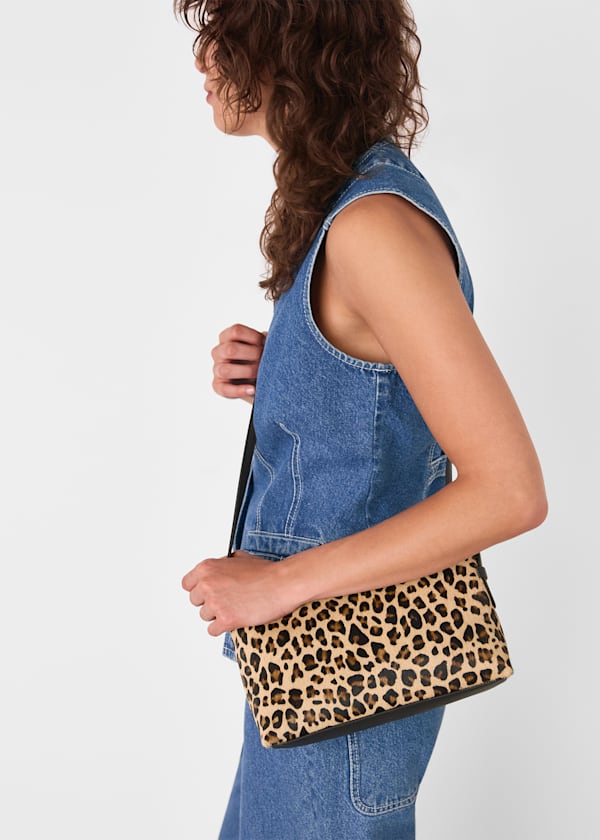 Leopard Print Kaia Zip Top Crossbody Bag