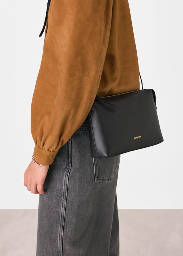 Black Kaia Zip Top Crossbody Bag