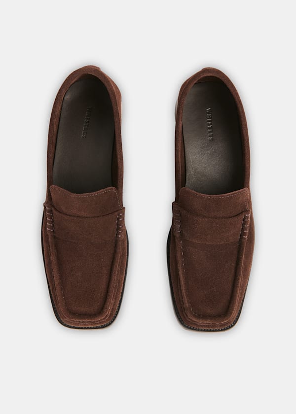 Chocolate Mora Suede Square Toe Loafer
