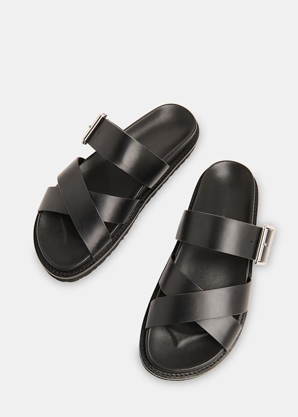 Black Celestine Buckle Detail Slider