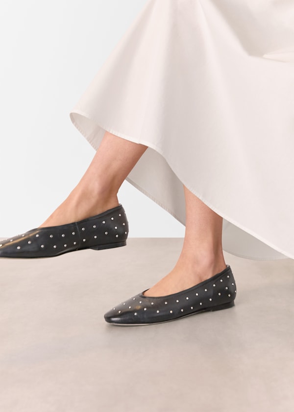 Black Karina Studded Ballet Pump