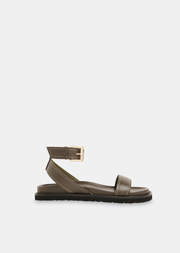 Khaki Ottie Contrast Stitch Sandal