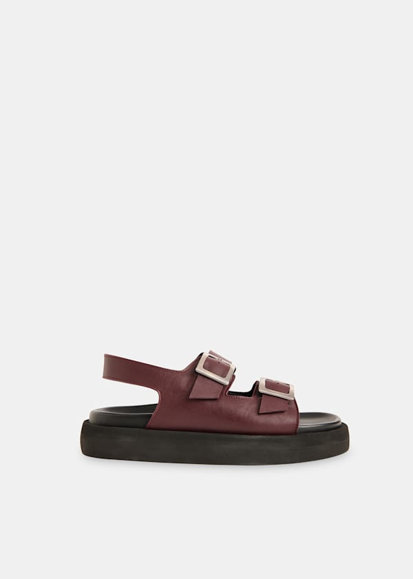 Burgundy Mae Double Buckle Sandal