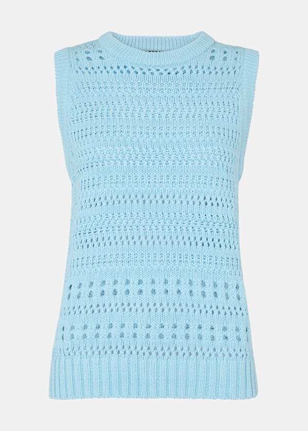 Blue Chunky Cotton Pointelle Tank