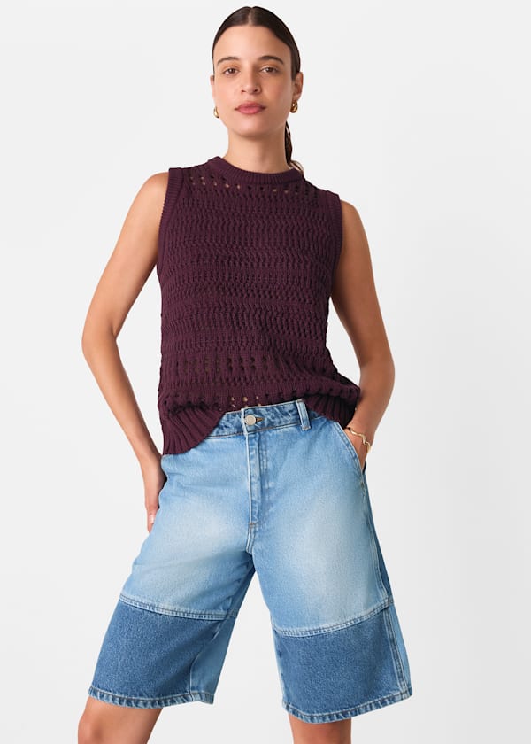 Denim Patchwork Board Short