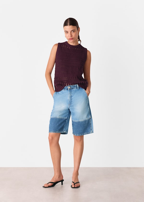 Denim Patchwork Board Short