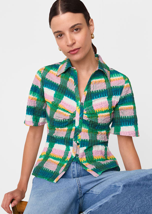 Green Checked Button Shirt