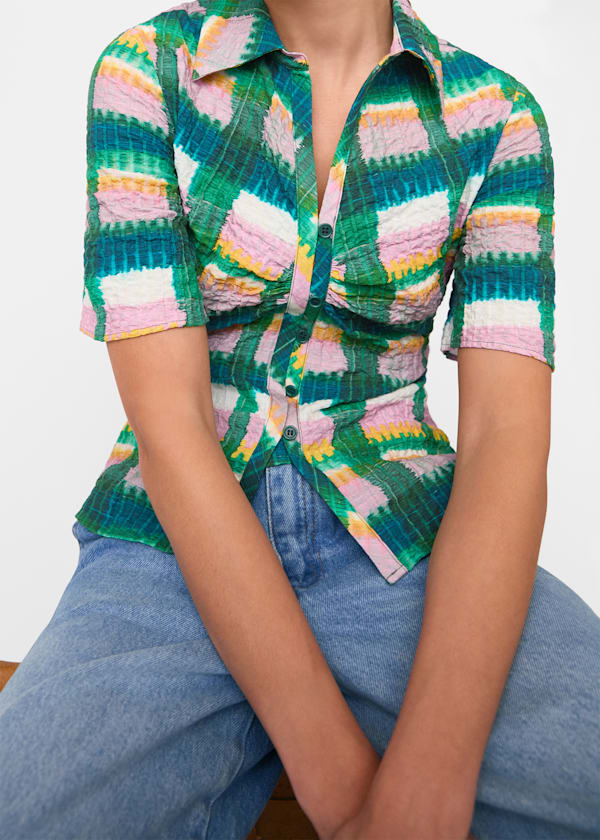 Green Checked Button Shirt