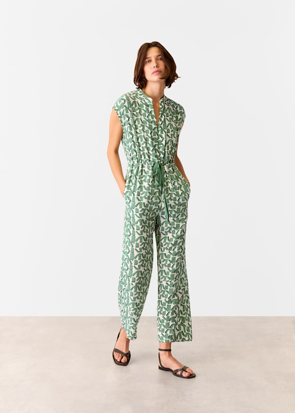 Ivory Abstract Squares Jumpsuit