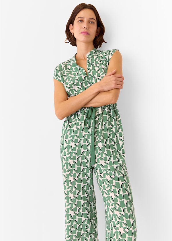 Ivory Abstract Squares Jumpsuit