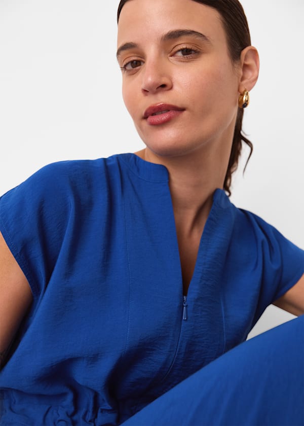 Cobalt Blue Sleeveless Drawstring Jumpsuit
