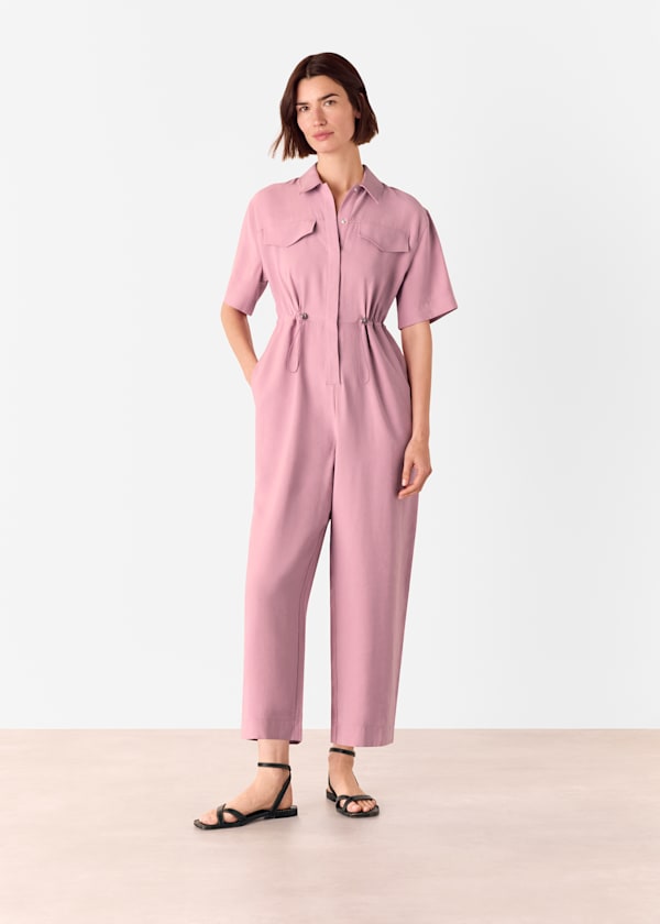 Pink Short Sleeved Utility Jumpsuit