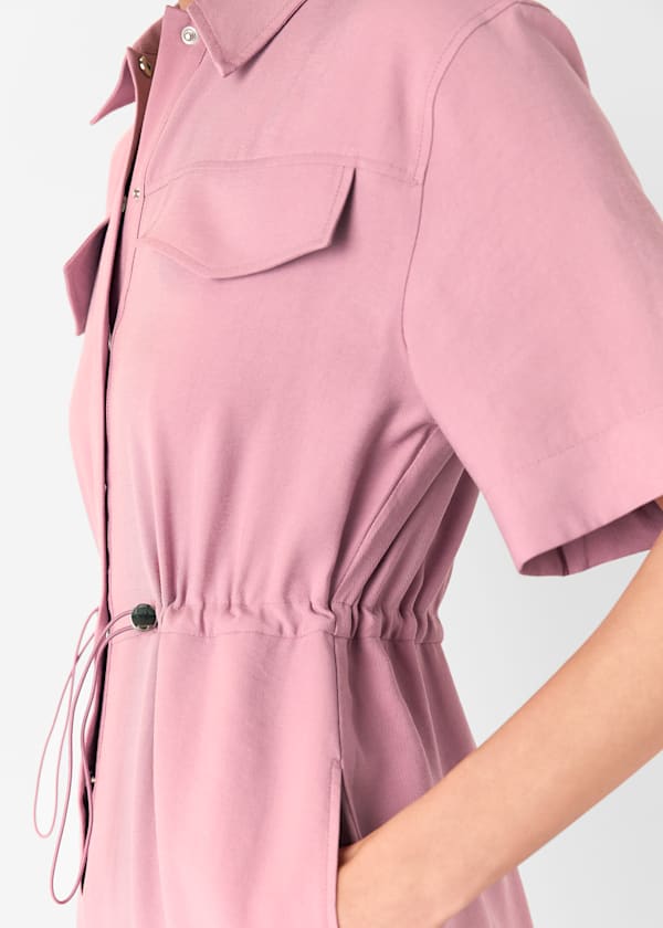 Pink Short Sleeved Utility Jumpsuit