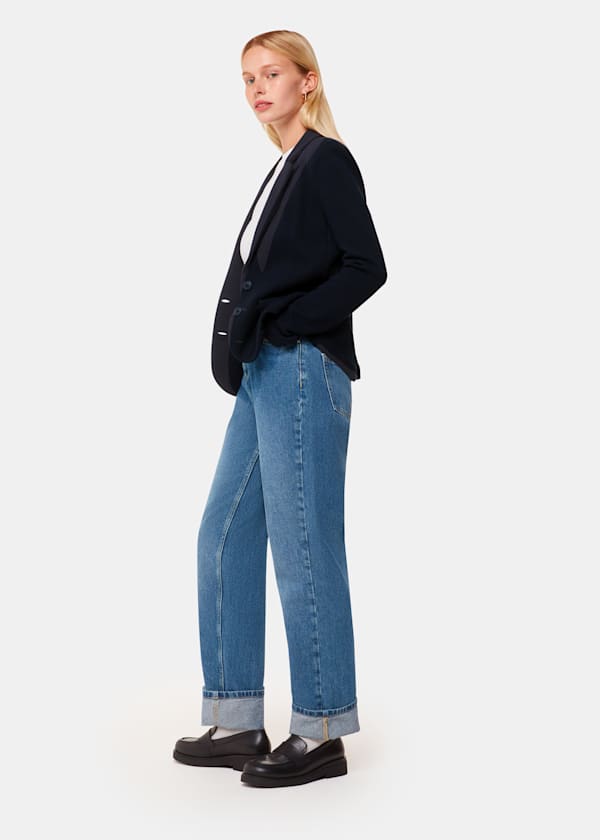 Navy Slim Jersey Jacket