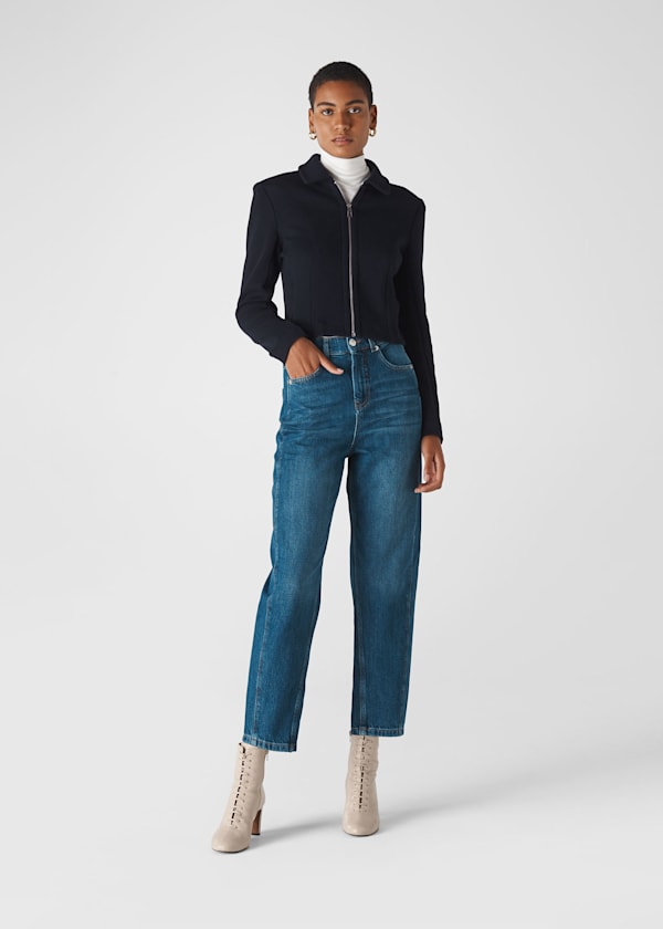 Navy Zip Front Jersey jacket