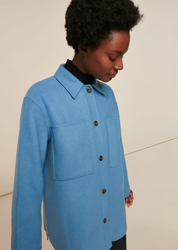Pale Blue Classic Wool Overshirt