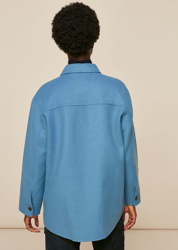 Pale Blue Classic Wool Overshirt