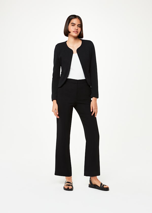 Black Collarless Jersey Jacket