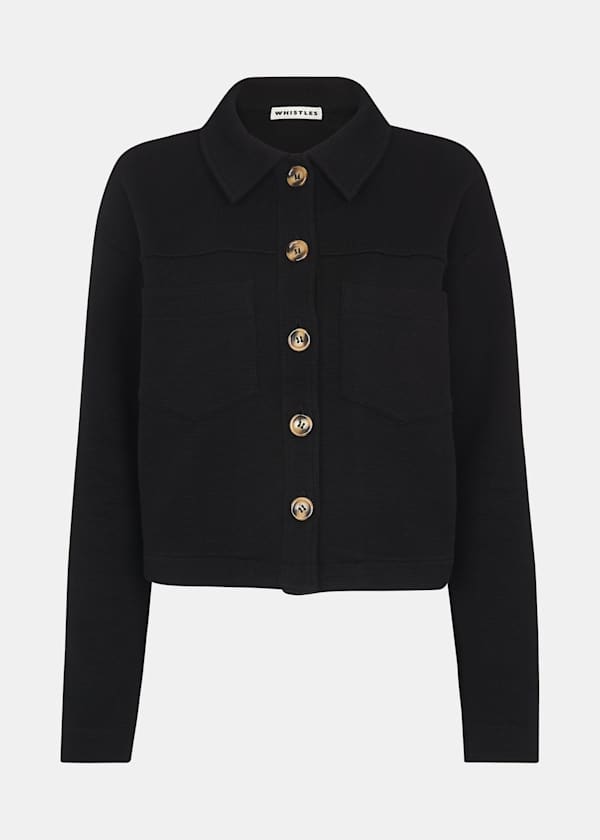 Black Utility Jersey Jacket