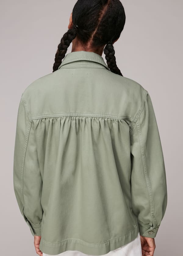 Pale Green Zip Front Cargo Jacket