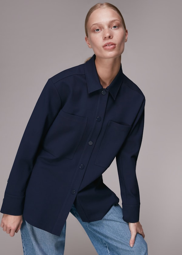 Navy Ponte Jersey Overshirt