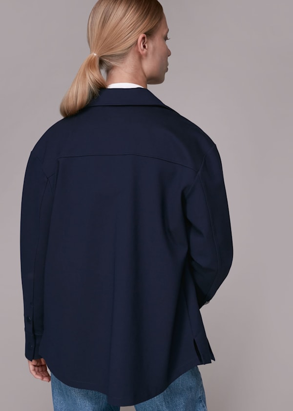Navy Ponte Jersey Overshirt