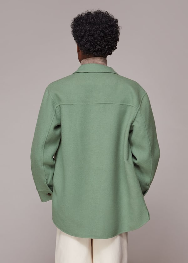 Pale Green Classic Wool Overshirt