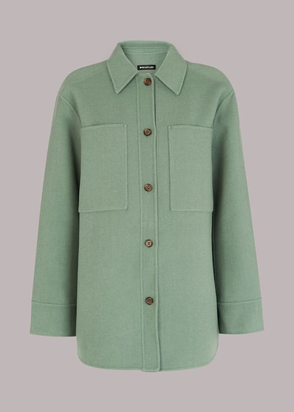 Pale Green Classic Wool Overshirt