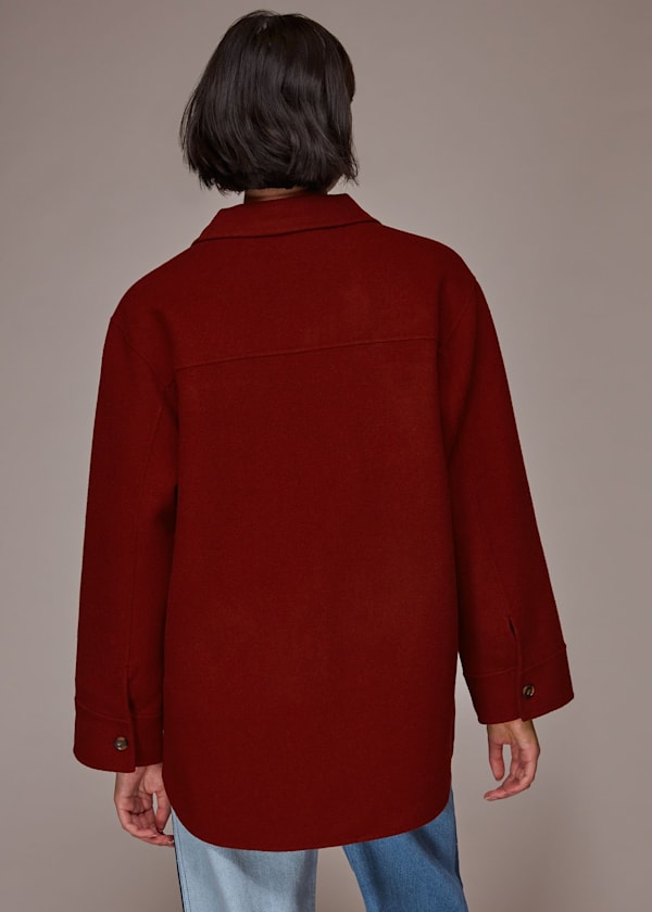 Dark Red Classic Wool Overshirt