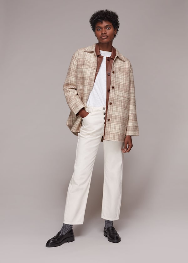 Grey Classic Wool Checked Overshirt