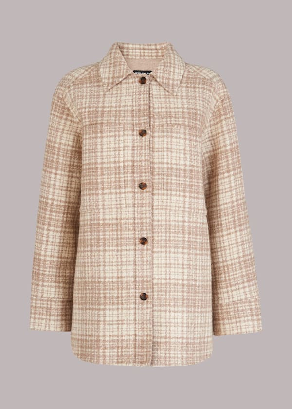 Grey Classic Wool Checked Overshirt