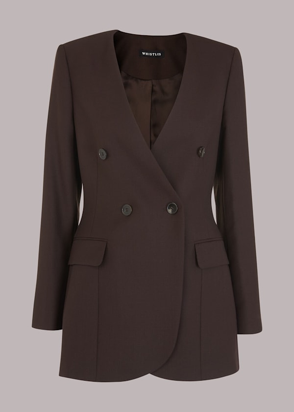 Chocolate Savine Collarless Blazer
