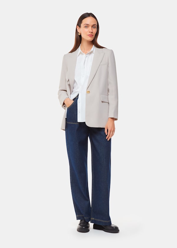 Neutral Crepe Boyfriend Blazer