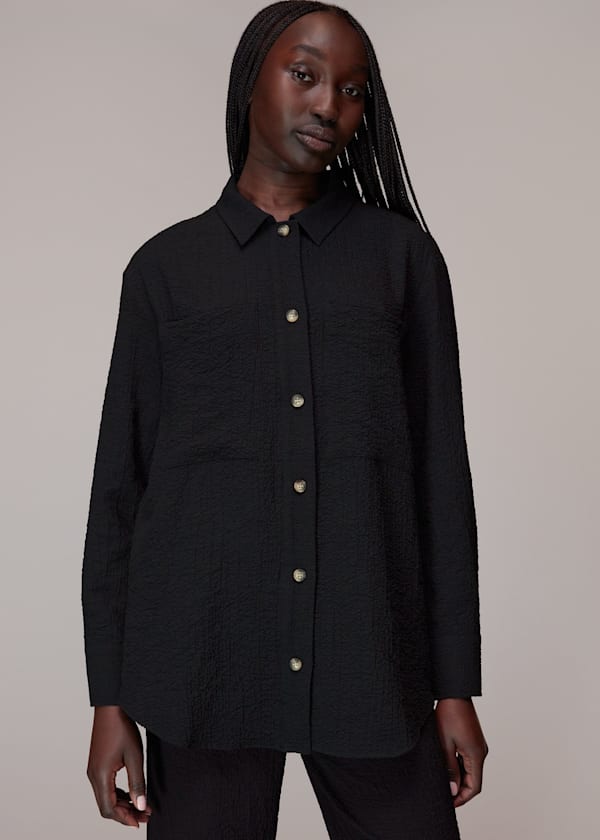Black Lola Crinkle Overshirt