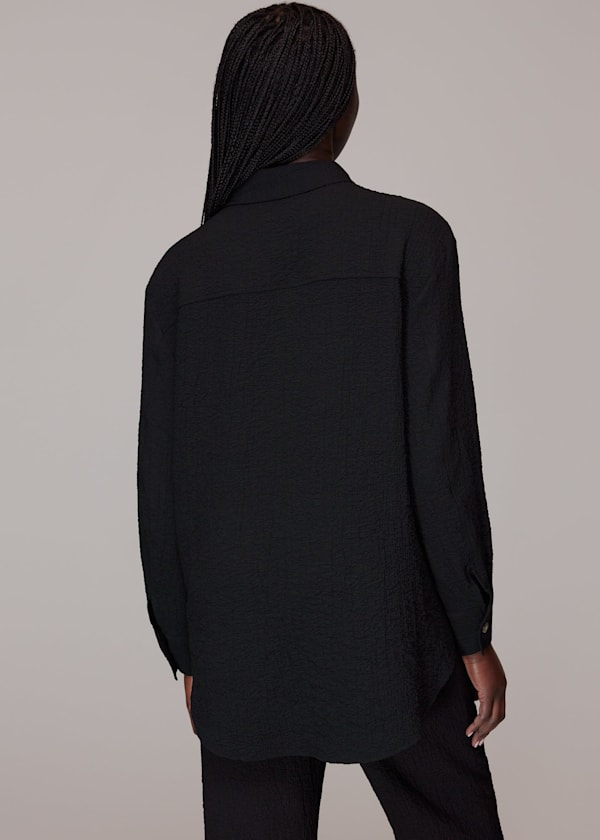 Black Lola Crinkle Overshirt