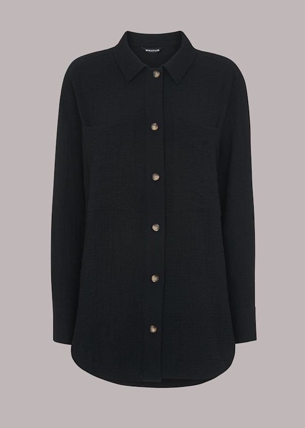 Black Lola Crinkle Overshirt