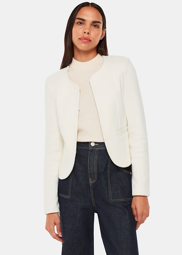 Collarless Jersey Jacket