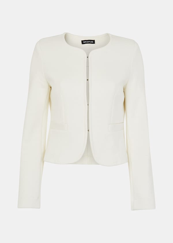 Ivory Collarless Jersey Jacket