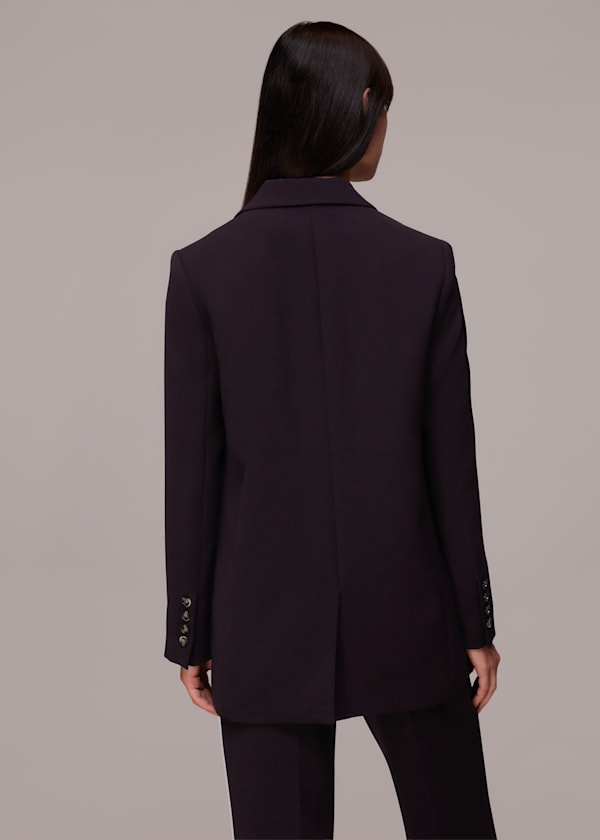Aubergine Crepe Relaxed Boyfriend Blazer