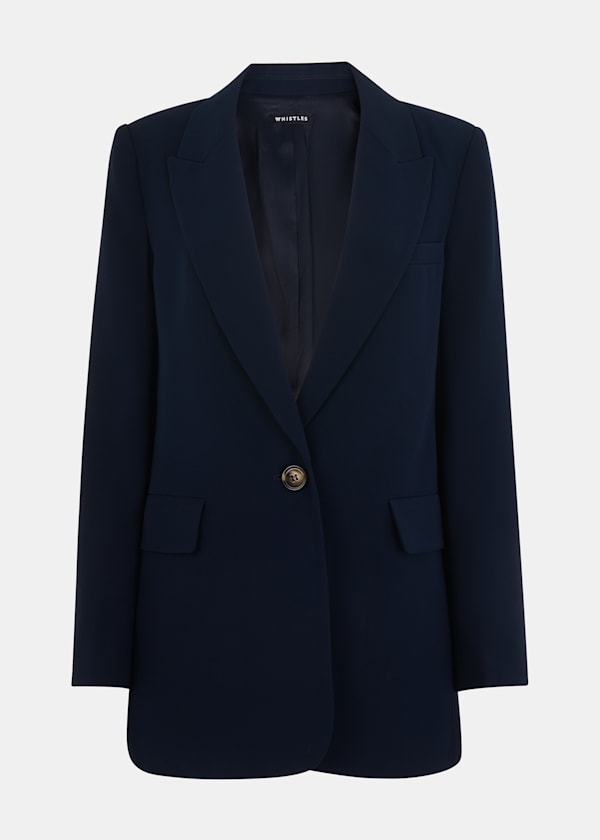 Navy Crepe Boyfriend Blazer