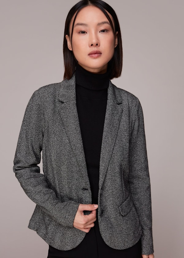 Black Textured Slim Jersey Jacket