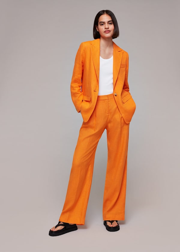 Orange Lucy Linen Blazer