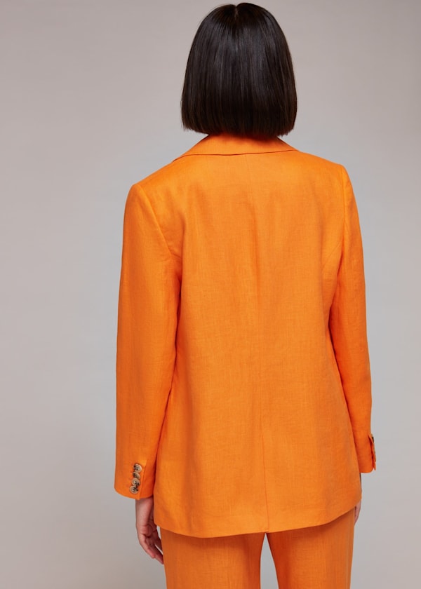 Orange Lucy Linen Blazer